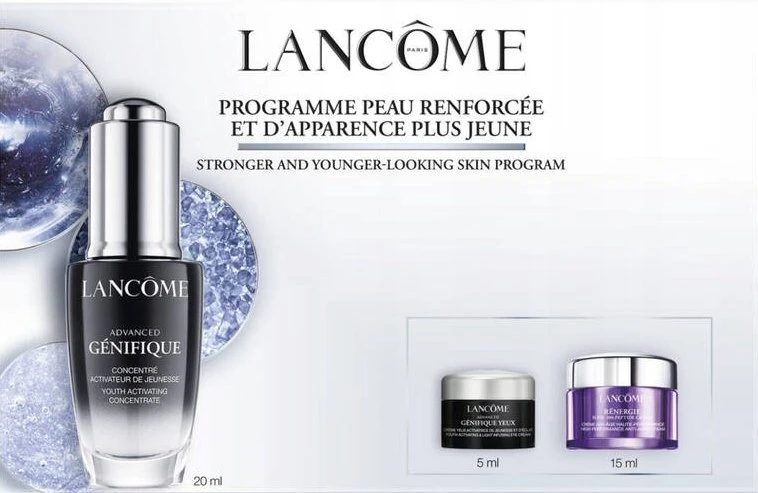 Set Lancome: Advanced Genifique Anti-Aging Serum For Face, 20 ml + Advanced Genifique Hydration Paakių kremas, 5 ml + Rénergie HPN 300-Peptide Anti-Aging Kreminis For Face, 15 ml