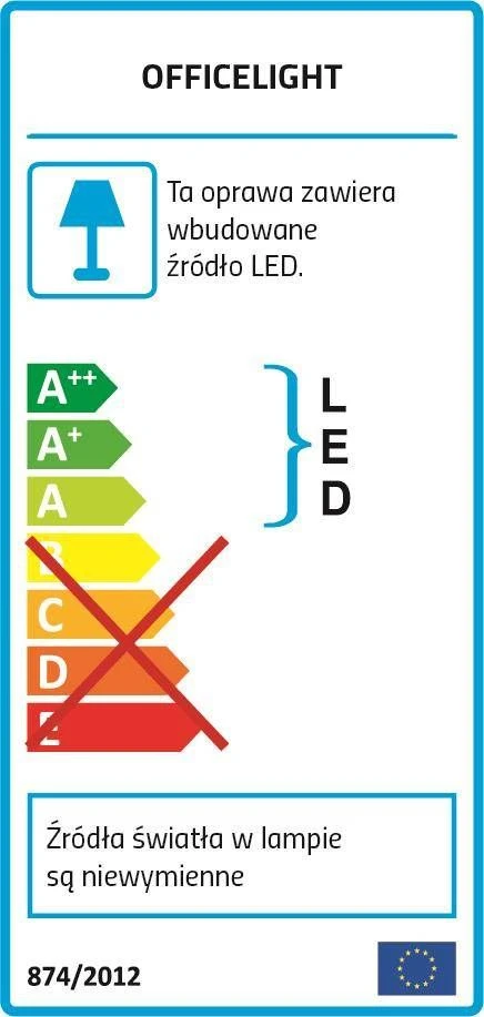 Langelight 38W LED įleidžiama panelė OFFICELIGHT, balta, 4000K, 60x60cm
