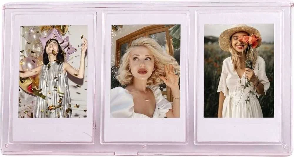 Nuotraukų rėmelis LoveInstant Frame stovimas rėmelis 3 nuotraukoms, skirtas fotoaparatams / spausdintuvams spausdinti ant cinkuoto popieriaus / Fuji Instax Mini - rožinis