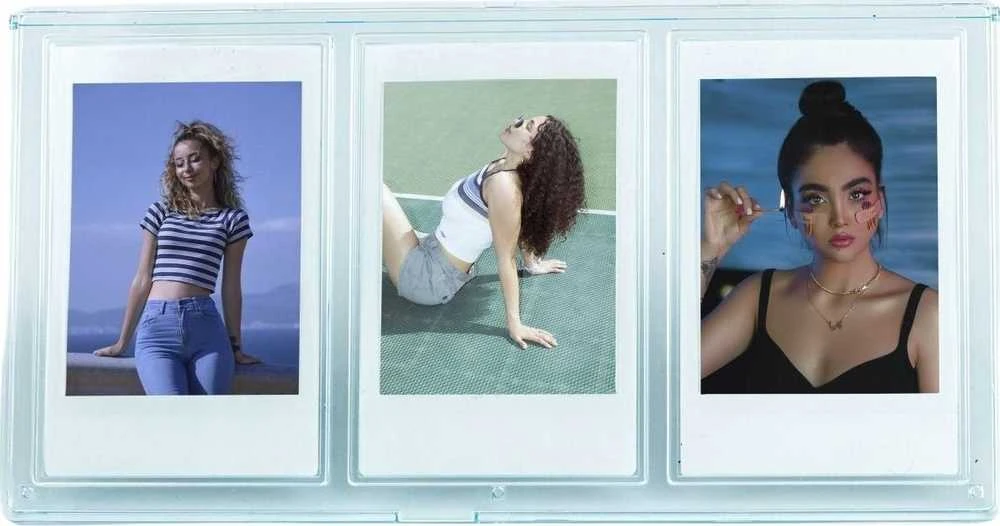 „LoveInstant Frame“ 3 nuotraukų rėmelis, skirtas fotoaparatams / spausdintuvams, spausdinimui ant cinkuoto popieriaus / Fuji Instax Mini - Žydra
