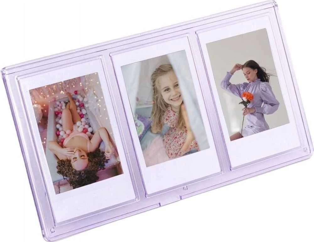 Nuotraukų rėmelis „LoveInstant Frame“ stovimas rėmelis 3 nuotraukoms, skirtas fotoaparatams / spausdintuvams, spausdinimui ant cinkuoto popieriaus / „Fuji Instax Mini“ – violetinė