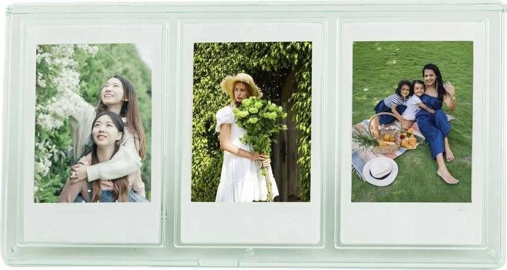 „LoveInstant Frame“ 3 nuotraukų rėmelis, skirtas fotoaparatams / spausdintuvams, spausdinimui ant cinkuoto popieriaus / „Fuji Instax Mini“ – žalias
