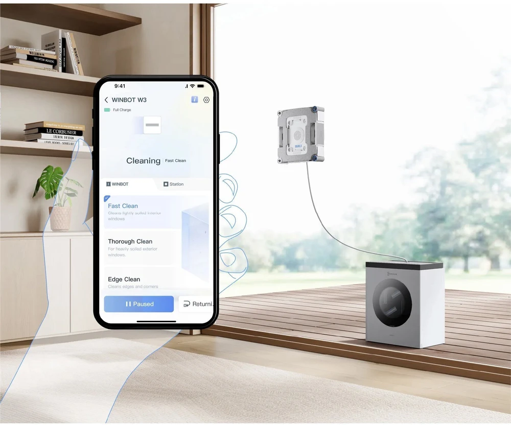 Langų valymo robotas Ecovacs WINBOT W3 OMNI, Baltas/sidabrinis