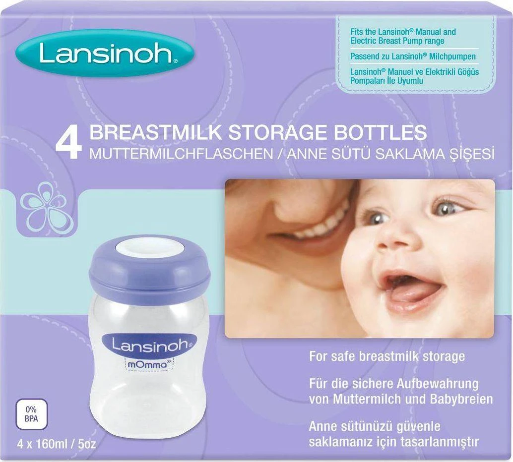 LANSINOH plastikiniai buteliukai pienui laikyti, 4 vnt.