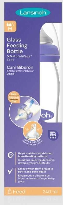 Lansinoh Buteliukas ze smoczkiem Natural Wave* 240ml (7018455)