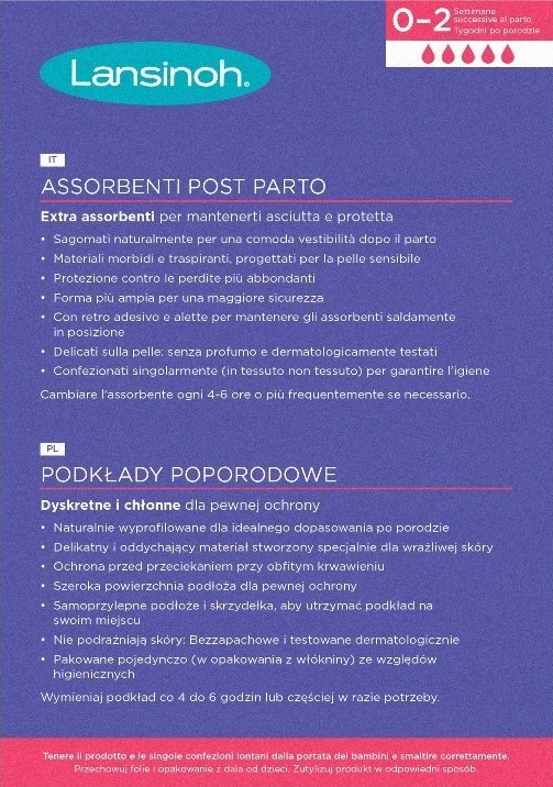 LANSINOH ypač sugeriantys paketai L, 0-2 savaites po gimdymo Extra Absorbent, 10 vnt.