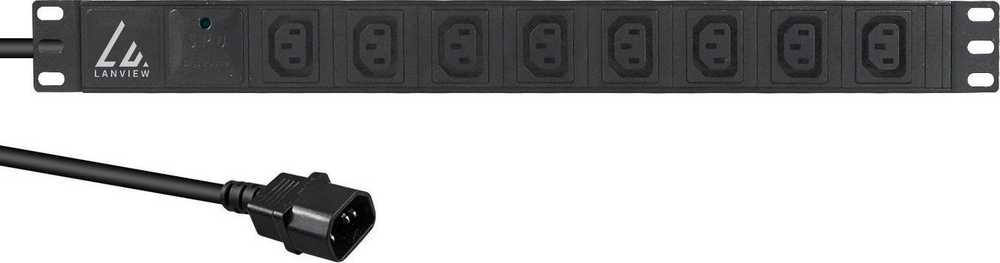 Lanview LVR-2MC14-SPD-C13X8 PDU 8 kanalų C13 lizdai 2m Juodas (19'' 8 kanalų C13 lizdai su)