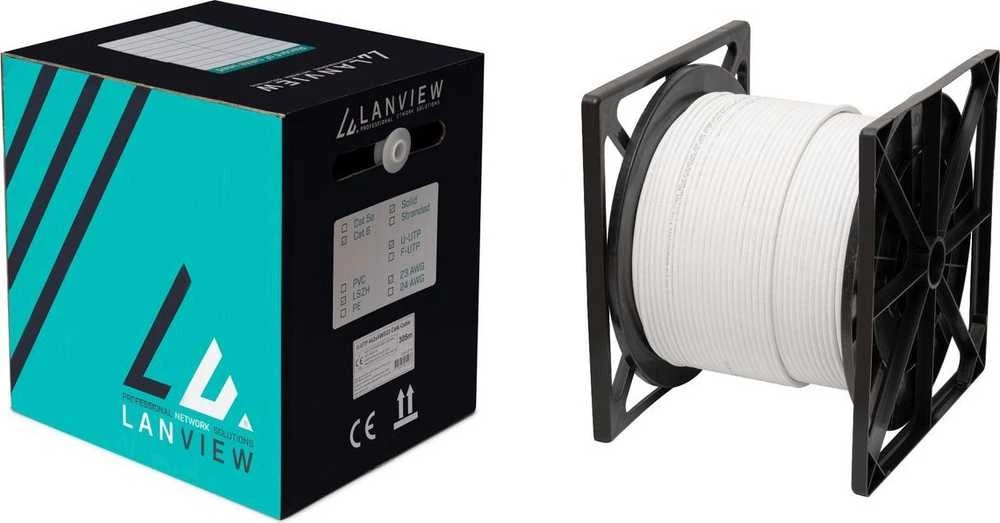 Lanview Cat6a U-FTP 4x2xAWG23 LSZH baltas 305m, DCA