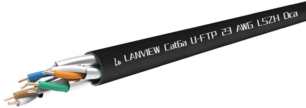 Lanview Kabelis sieciowy Cat 6a, U/FTP, HD-BaseT, 4x2xAWG23, LSZH, juoda, 305 m (LVN122433)