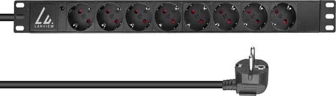 Lanview Maitinimo skirstytuvas PDU 8x lizdai, jungiamas į tinklą, 1U juoda (LVR-2MSCH-LIC-SCH8)