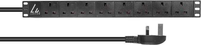 Lanview Lanview LVR-3MUK-SPD-UK8 PDU maitinimo skirstytuvas 8 x tinklo lizdas 1.4U juodas