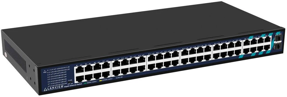 Šakotuvas Switch Lanview LVN-1UMOUNT (Unmanaged 48-Port RJ45 With 2)