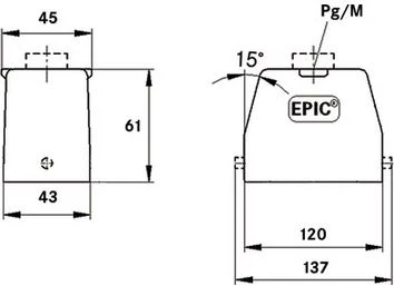 Lapp Kabel LAPP Įskiepis korpusas PG21 IP65 EPIC H-B 24 TG- RO 21 (10121900)