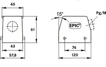 Lapp Kabelis LAPP Kampinis korpusas M25 IP65 EPIC H-B 24 TS (19113000)