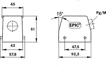 Lapp Kabel Lapp Cable LAPP Kampinio kištuko korpusas M25 IP65 EPIC H-B 16 TS (19082000)