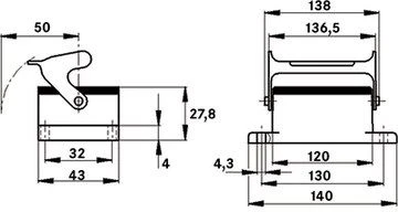 Lapp Kabelis LAPP Stalinio kompiuterio lizdo korpusas IP65 EPIC H-B 24 AG-LB (10102900)