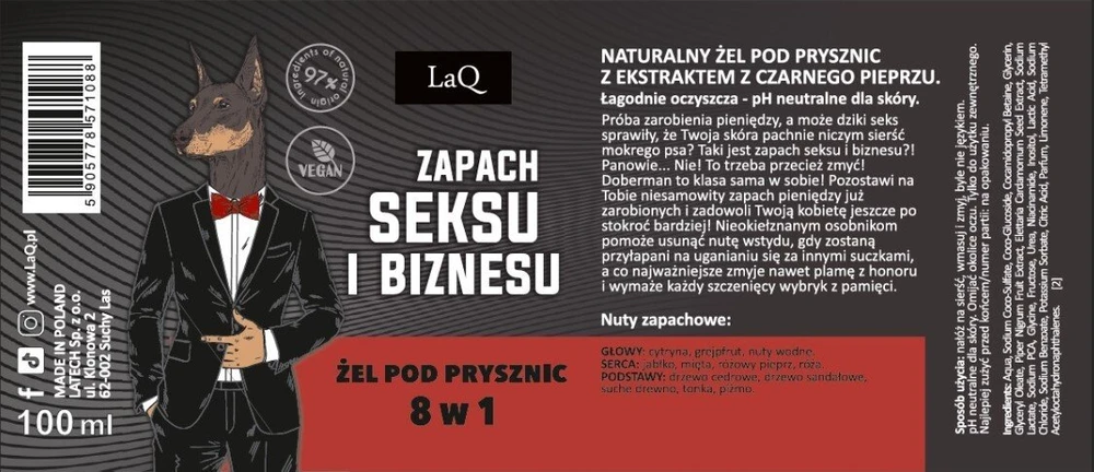 LaQ Mini dušo želė 8 viename, sekso ir verslo kvapas, 100 ml