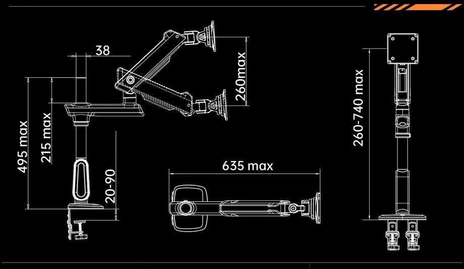 Larbre Vert Laikiklis biurkowy na monitorius 32''-60'' F7-XV