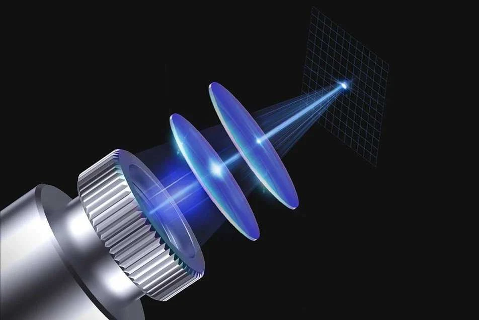 LaserPecker 2 lazerio fokusavimo optika