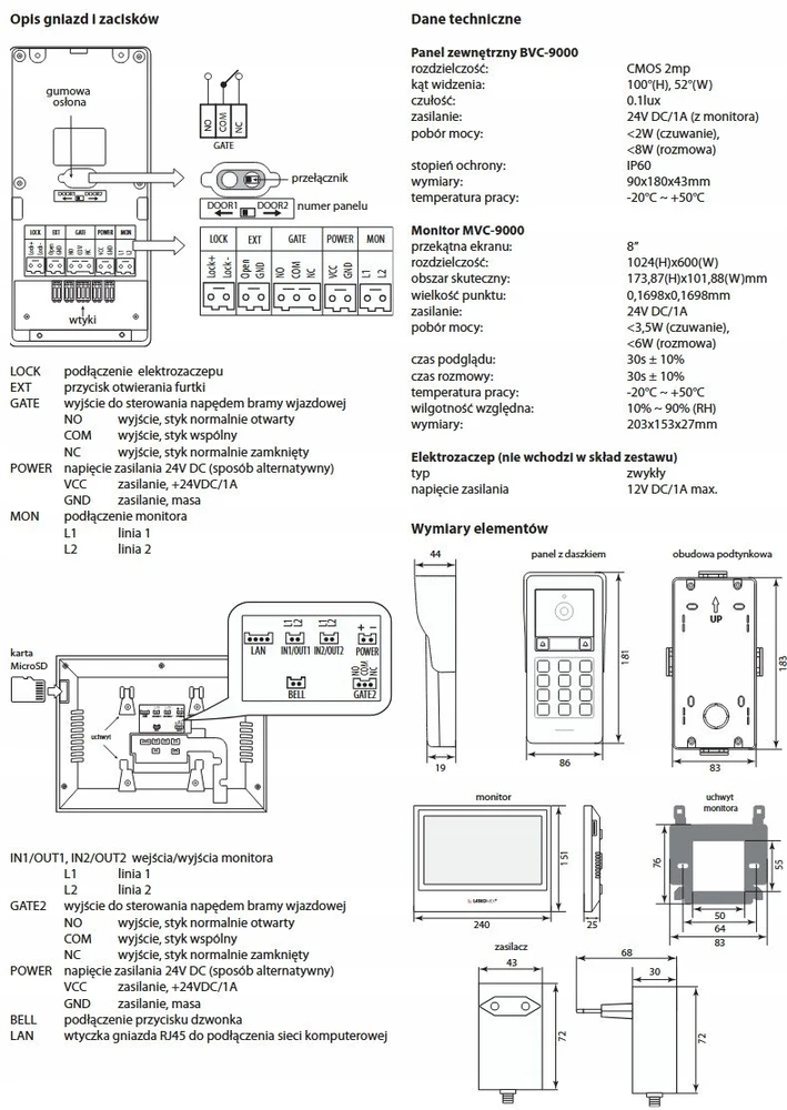 Carruzzo 2 laidų IP vaizdo domofono komplektas GEMINI SET