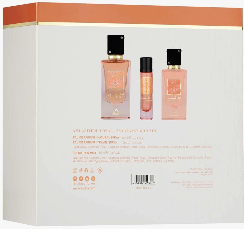 Lattafa Ana Abiyedh Coral rinkinys U, 60 ml rinkinys