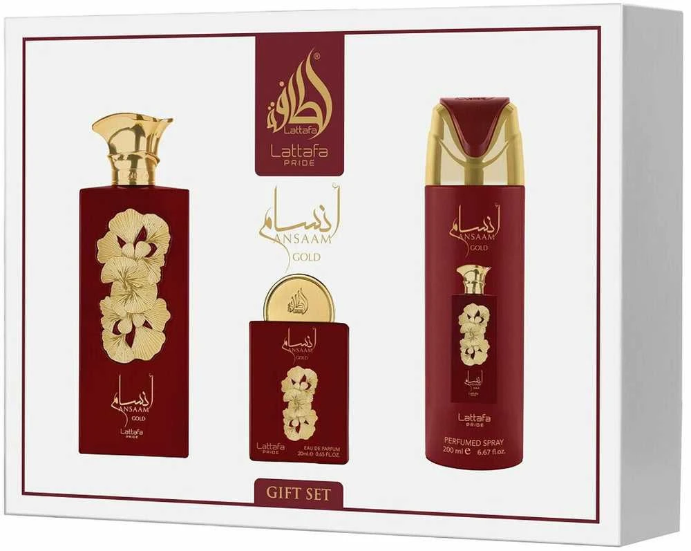 Set Lattafa Ansaam Gold EDP 100ml + EDP 20ml + Dezodorantas 200ml