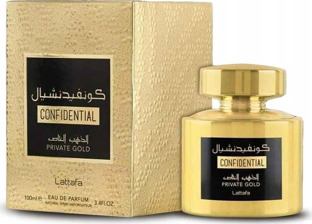 Unisex kvepalai Lattafa Confidential Private Gold EDP, 100 ml