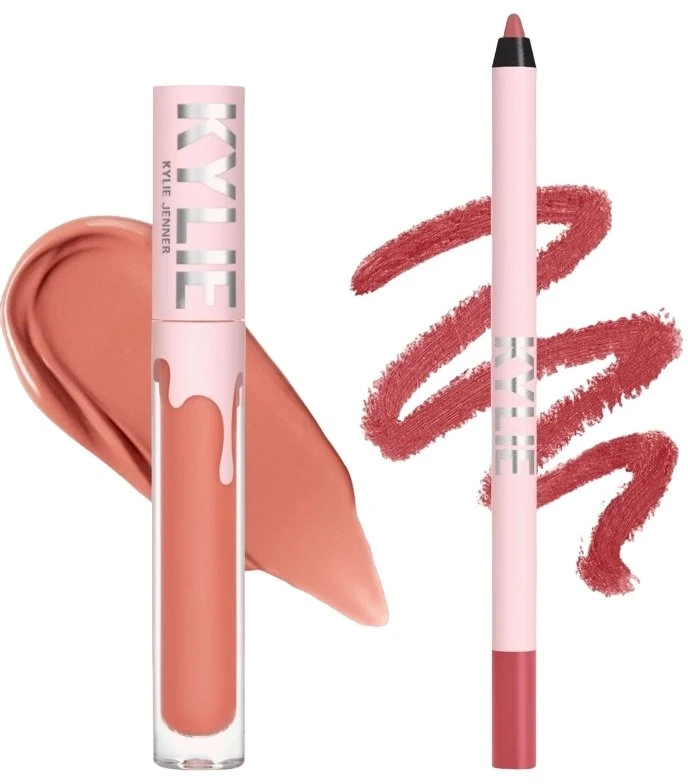 Set Kylie Cosmetics: By Kylie Liquid Lipstick 801 Queen, 3 ml + By Kylie Pieštukas Lip Liner Queen 1.1 g