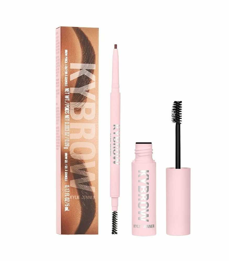 Set Kylie Cosmetics: Kybrow Defined antakių kreminis pieštukas ir 2-in-1 005 Dark Brown 0,09 g + By Kylie Define antakių gelis Transparentus, 5 ml