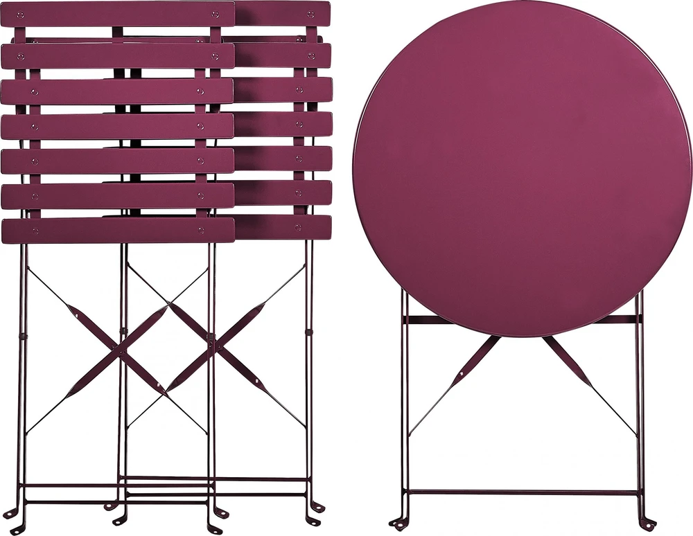 Lauko baldų komplektas Beliani Balkono baldų komplektas sulankstomas FIORI metalinis burgundiškas