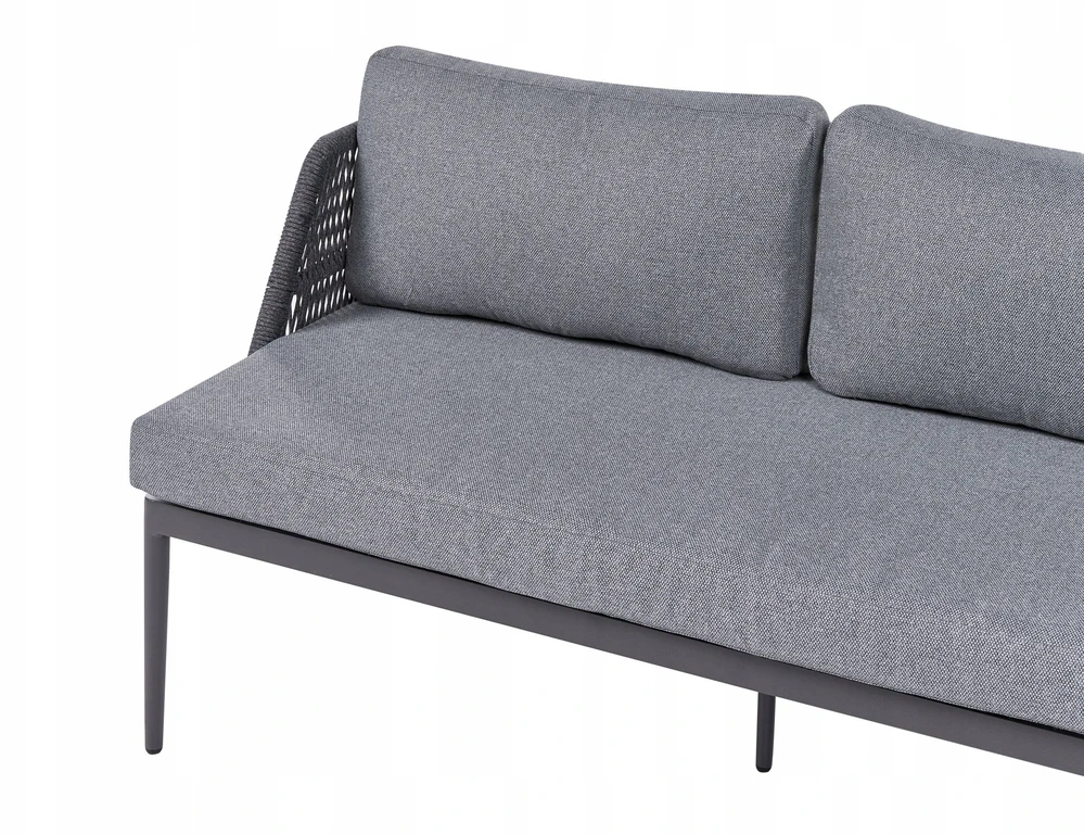 Lauko baldų komplektas Beliani L formos sodo kampinė sofa su staliuku LEFFE kairinis pilkas metalinis