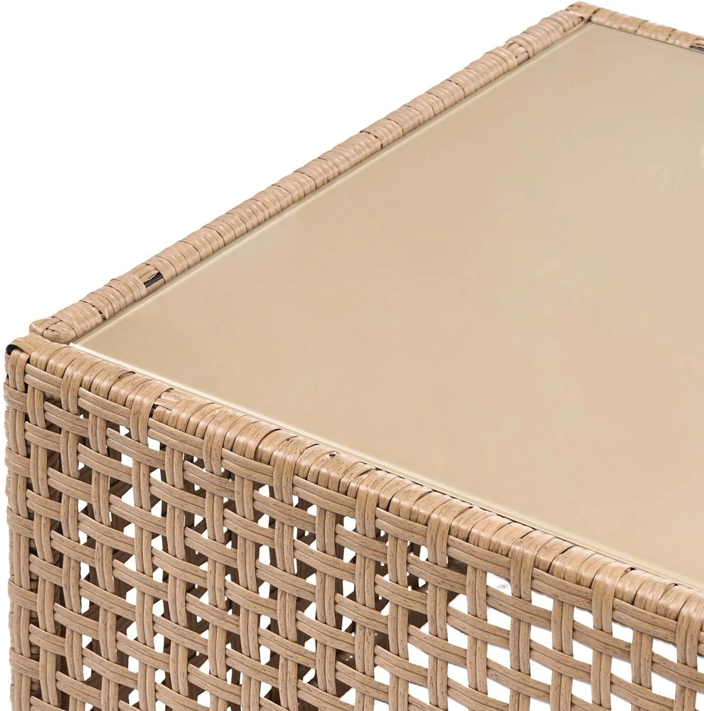 Lauko baldų komplektas Beliani Sodo baldų komplektas su stalu 6 asmenims OMEGANA Šviesiai smėlio spalvos technoratanas, modulinis