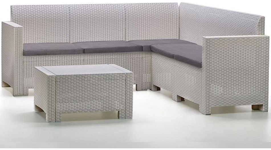 Lauko baldų komplektas Bica ALTRI Ensemble De Salon D'extérieur Eris, Ensemble De Jardin Avec Coussins, Ensemble De Salon D'intérieur Effet Rotin, 100% Made in Italy, Blanc