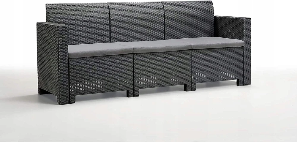 Lauko baldų komplektas Gardena B:Rattan Bica Nebraska sofos/fotelio komplektas (antracito spalvos su Pilkas sėdynės pagalvėlėmis)