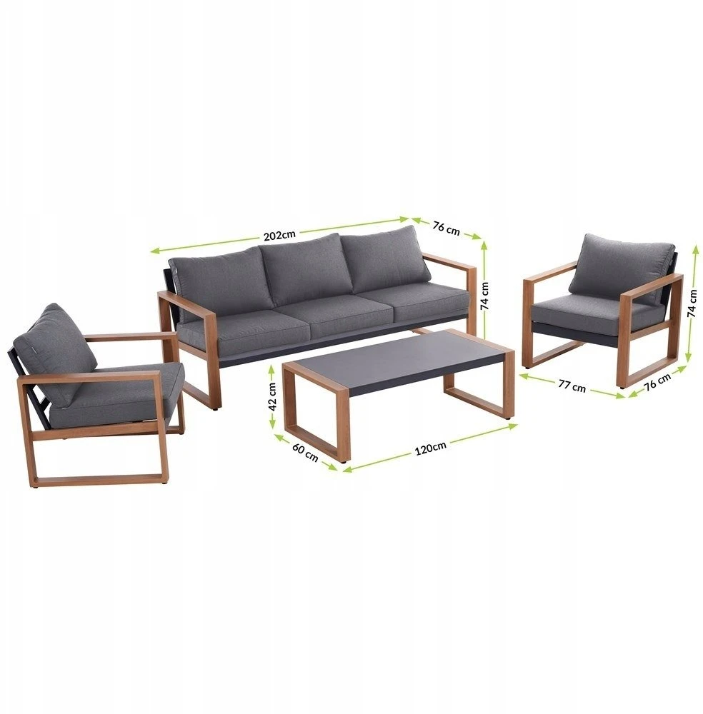 Lauko baldų komplektas Kontrastingas sodo baldų komplektas DUISBURG sofa-fotelis-staliukas antracito / rudos spalvos