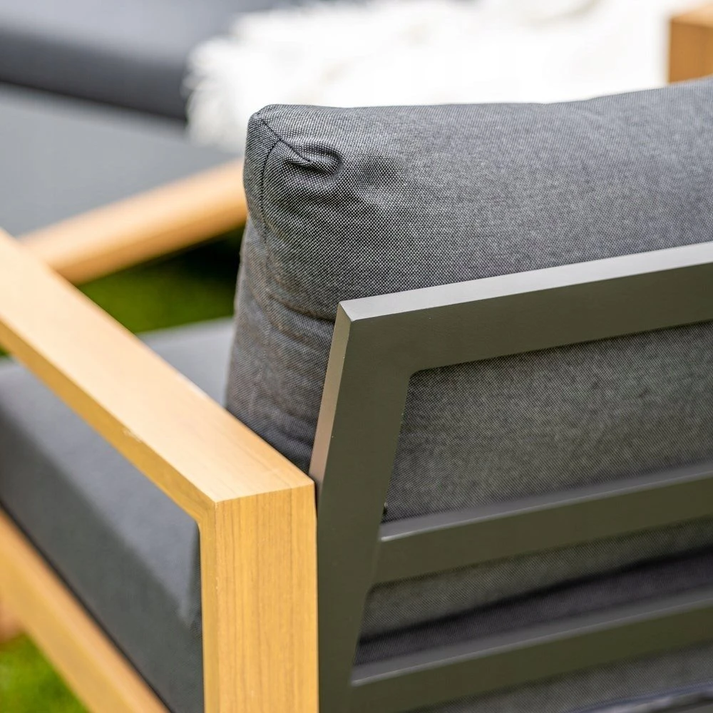 Lauko baldų komplektas Kontrastingas sodo baldų komplektas DUISBURG sofa-fotelis-staliukas antracito / rudos spalvos