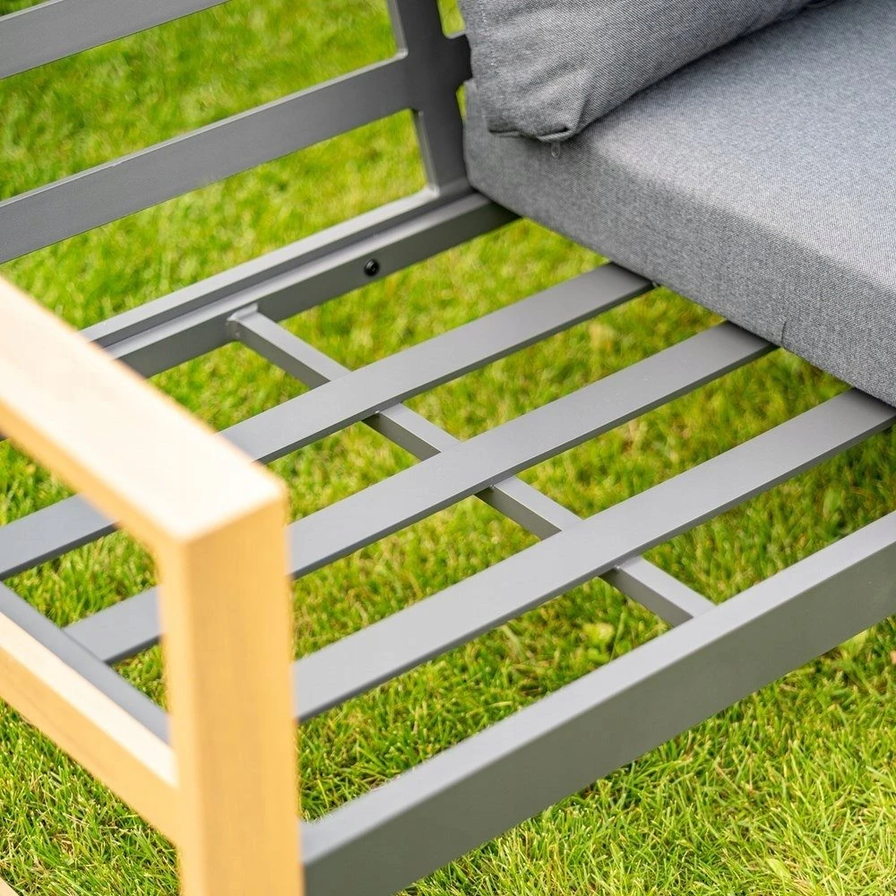 Lauko baldų komplektas Kontrastingas sodo baldų komplektas DUISBURG sofa-fotelis-staliukas antracito / rudos spalvos