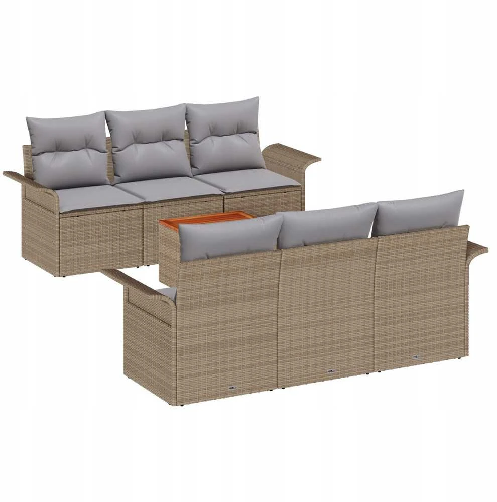 Lauko baldų komplektas Sodo Sofų Rinkinys 7 vnt. Smėlio poliratanas