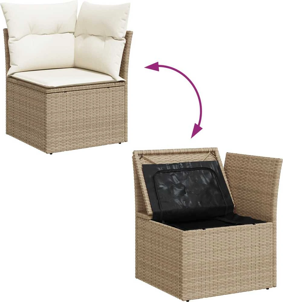 Sodo Sofų Rinkinys 7 vnt. Bežinė ir kreminė poliratanas