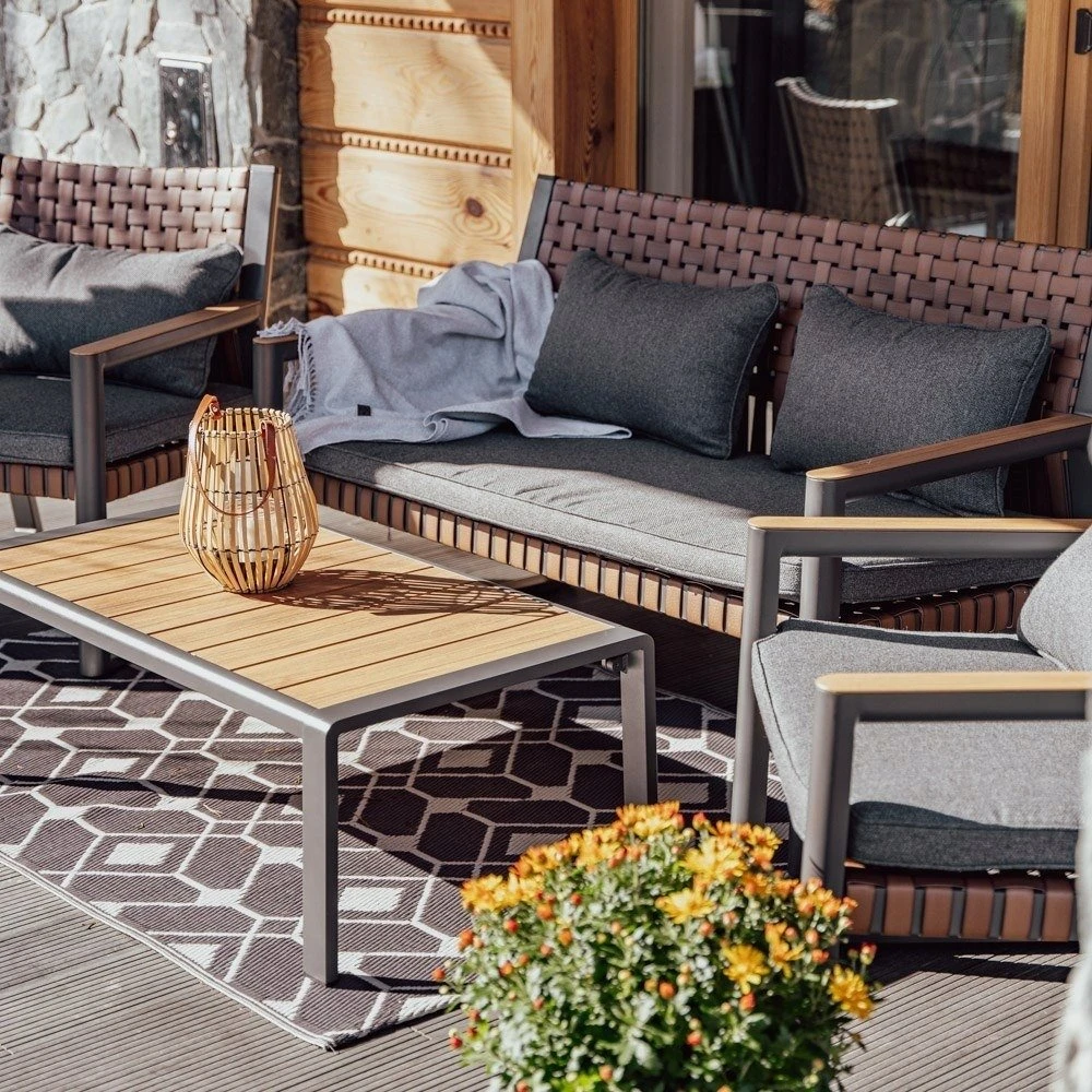 Lauko baldų komplektas Selsey Sodo baldų rinkinys TEXAS su sofa, foteliais ir kavos staliuku PILKAS