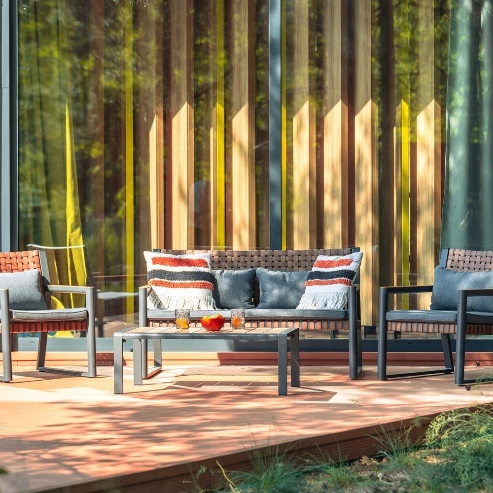 Lauko baldų komplektas Selsey Sodo baldų rinkinys TEXAS su sofa, foteliais ir kavos staliuku PILKAS