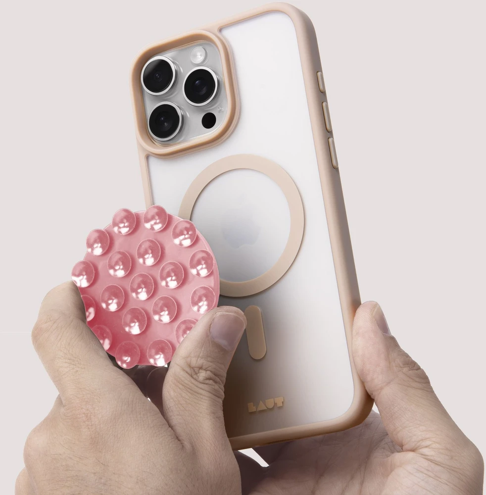 Dėklas LAUT MAGADD Sticker Light Rožinė MagSafe tvirtinimas su siurbimu