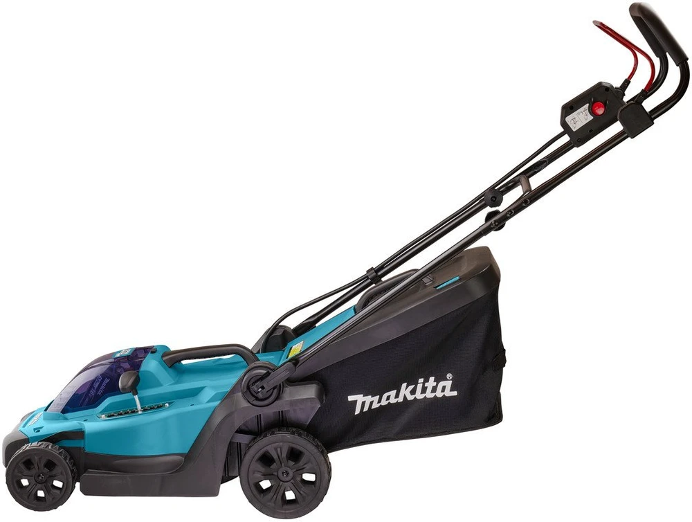 Makita DLM330RT akumuliatorinė vejapjovė 18 V ličio jonų, 1 x 5,0 Ah, DC18RC, 33 cm, 3 viename (pjovimas / surinkimas / mulčiavimas), 12,6kg,