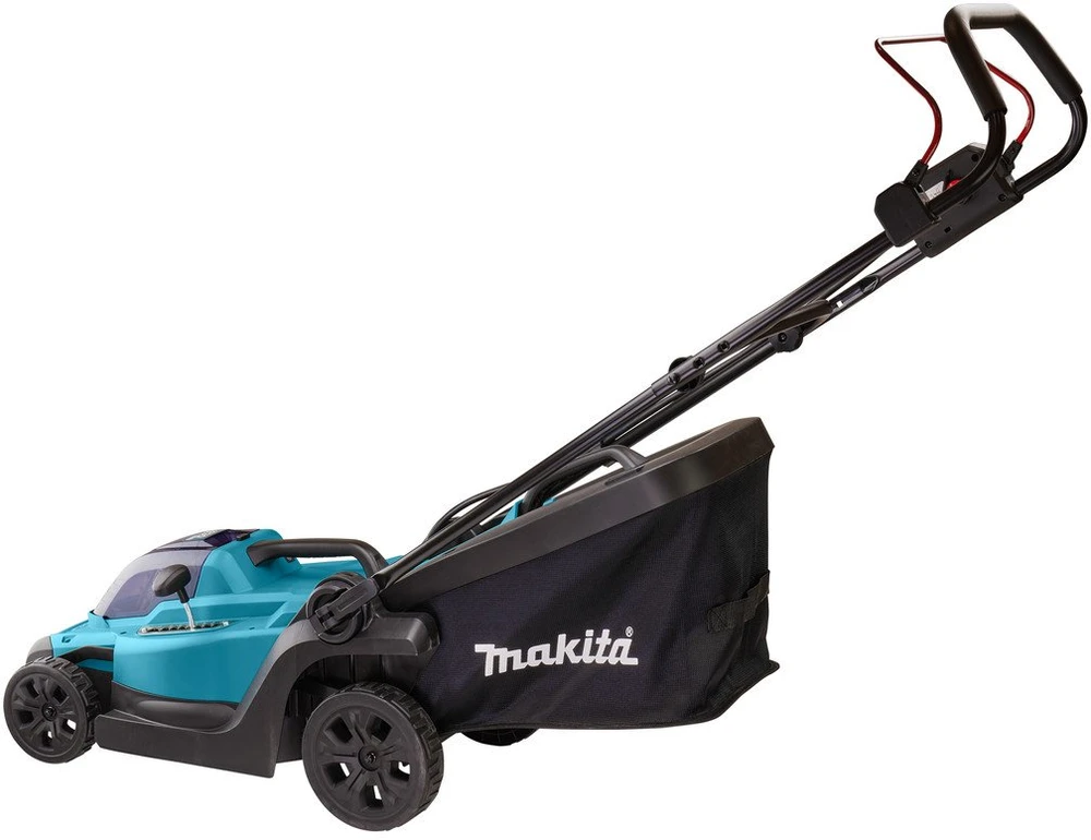 Makita DLM330RT akumuliatorinė vejapjovė 18 V ličio jonų, 1 x 5,0 Ah, DC18RC, 33 cm, 3 viename (pjovimas / surinkimas / mulčiavimas), 12,6kg,