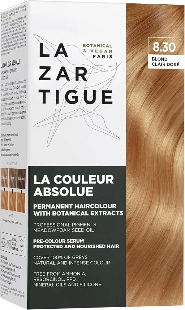 Lazartigue La Couleur Absolue Permanent Hair Dye 8.30 Light Golden Blond, 143 ml