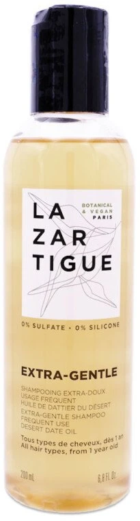 Lazartigue Extra-Gentle veganiškas plaukų šampūnas, švelnus valomasis, 200 ml