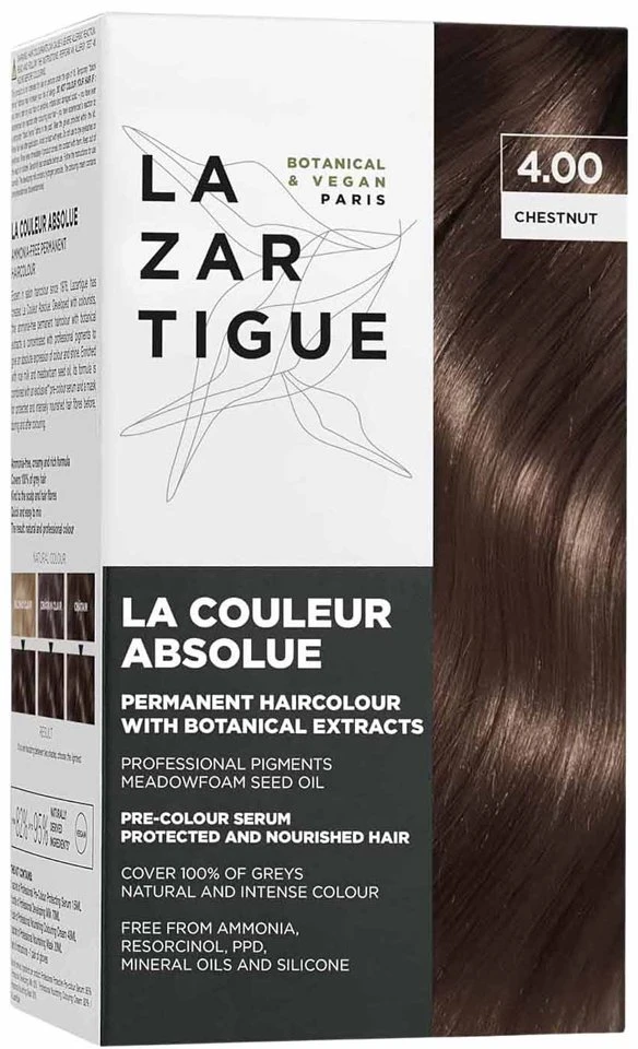 Lazartigue La Couleur Absolue Permanent Hair Dye 4.00 Chocolate Chestnut, 143 ml