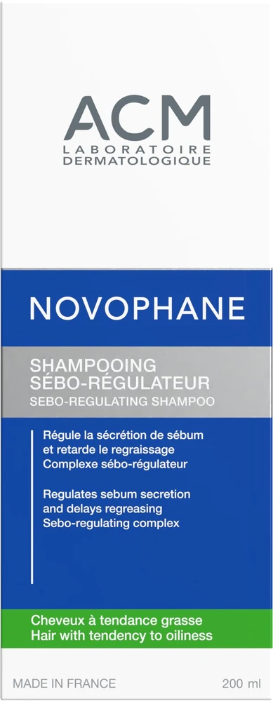 Laboratoire ACM Novophane Hair šampūnas, reguliuojantis per didelį riebalų išsiskyrimą, 200 ml