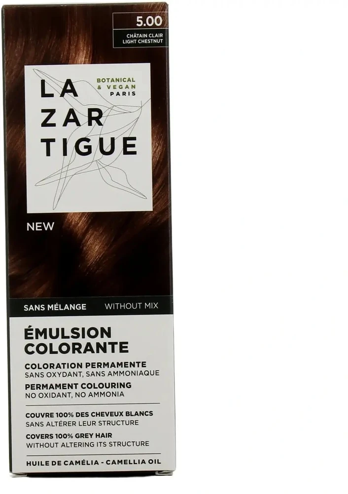 Lazartigue Emulsion Colorante Permanent Hair Dye 5.00 Light Chestnut, 60 ml
