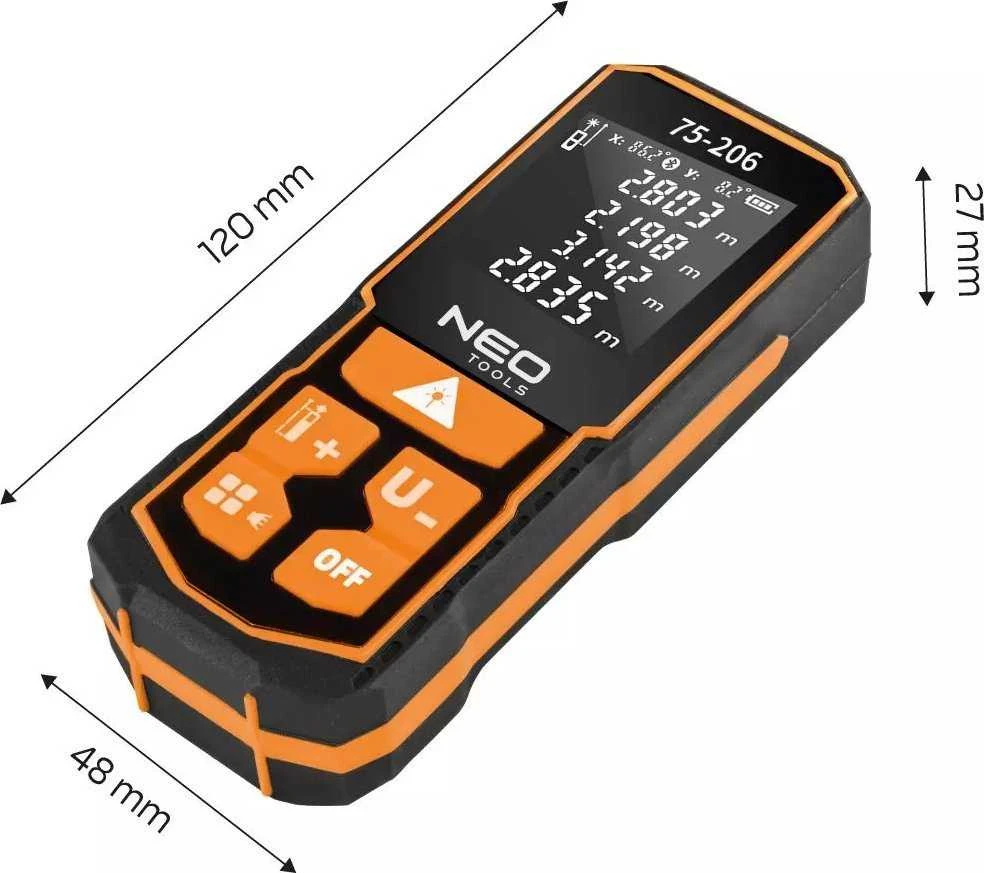 Neo Lazerinis atstumo matuoklis su 100 m nuotoliu ir IP54 apsauga